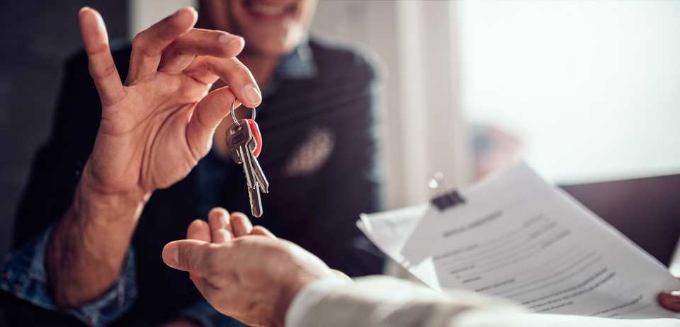 tenant getting the keys to his rental unit