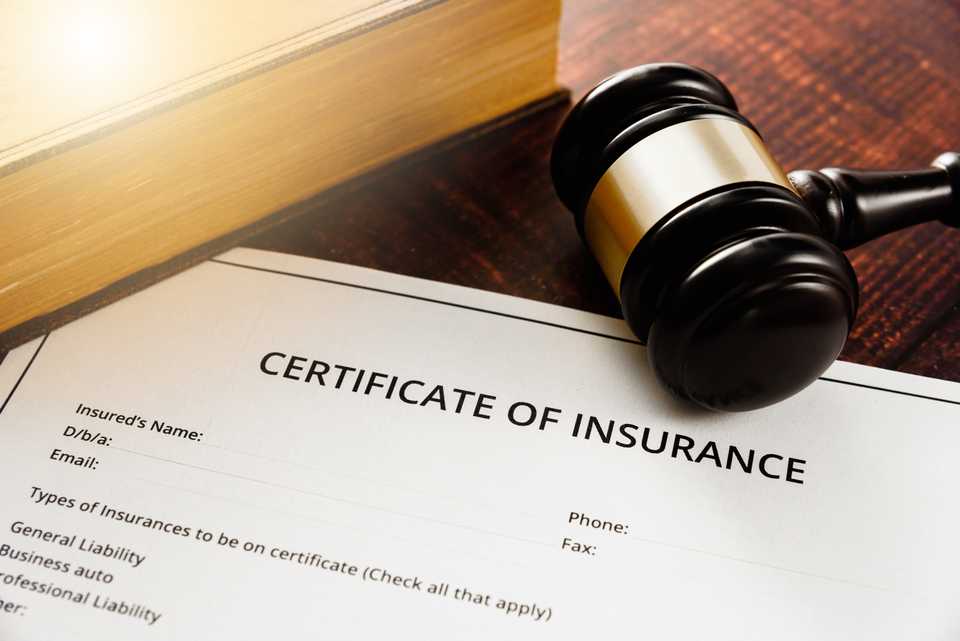 certificate of insurance for car accident injuries