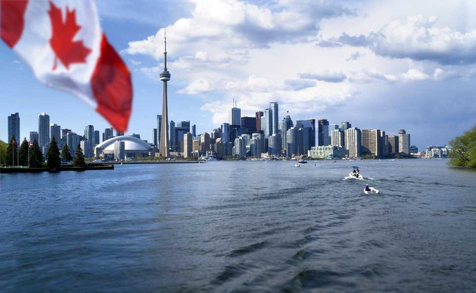 Toronto with canadian flag