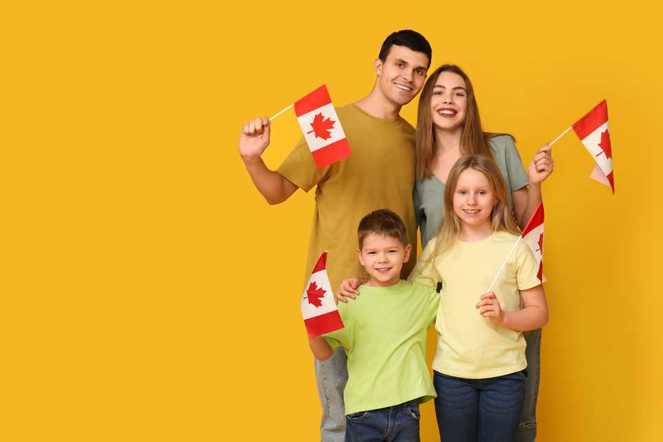 happy family migrating to canada