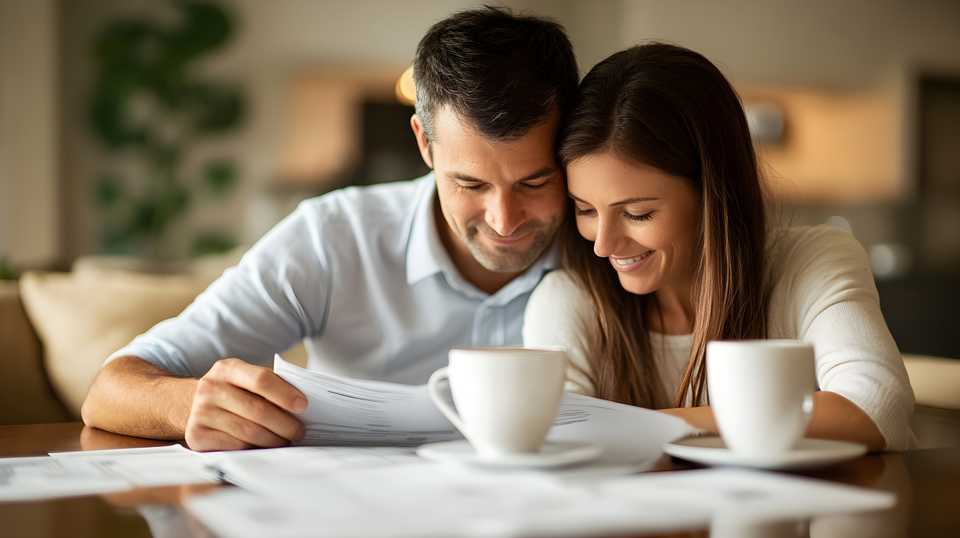 a couple reviewing expenses related to a home purchase
