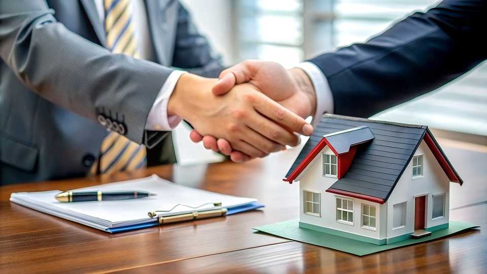 buyer and seller shaking hands on real estate sale